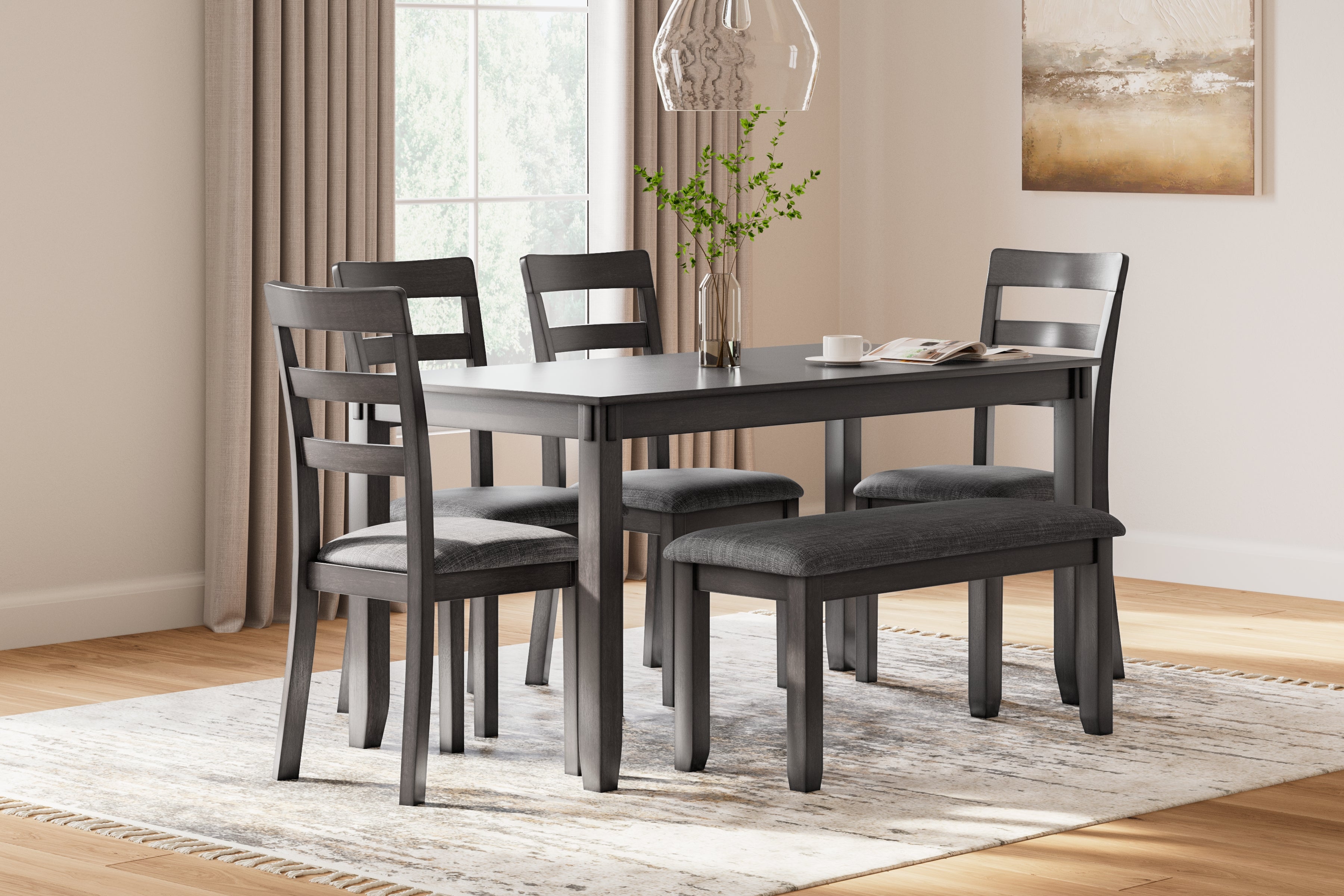Furniture City Laplace - Ashley Furniture - Bridson Dining Table and Chairs with Bench (Set of 6) - RECT DRM Table Set (6/CN) - D383-325
