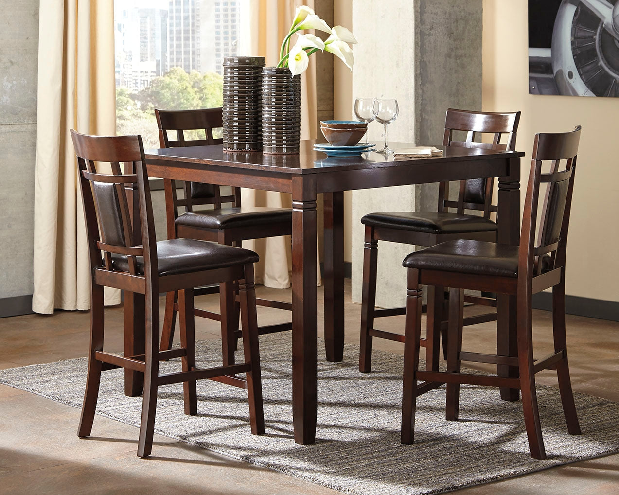 Furniture City Laplace - Ashley Furniture - Bennox Counter Height Dining Table and Bar Stools (Set of 5) - DRM Counter Table Set (5/CN) - D384-223