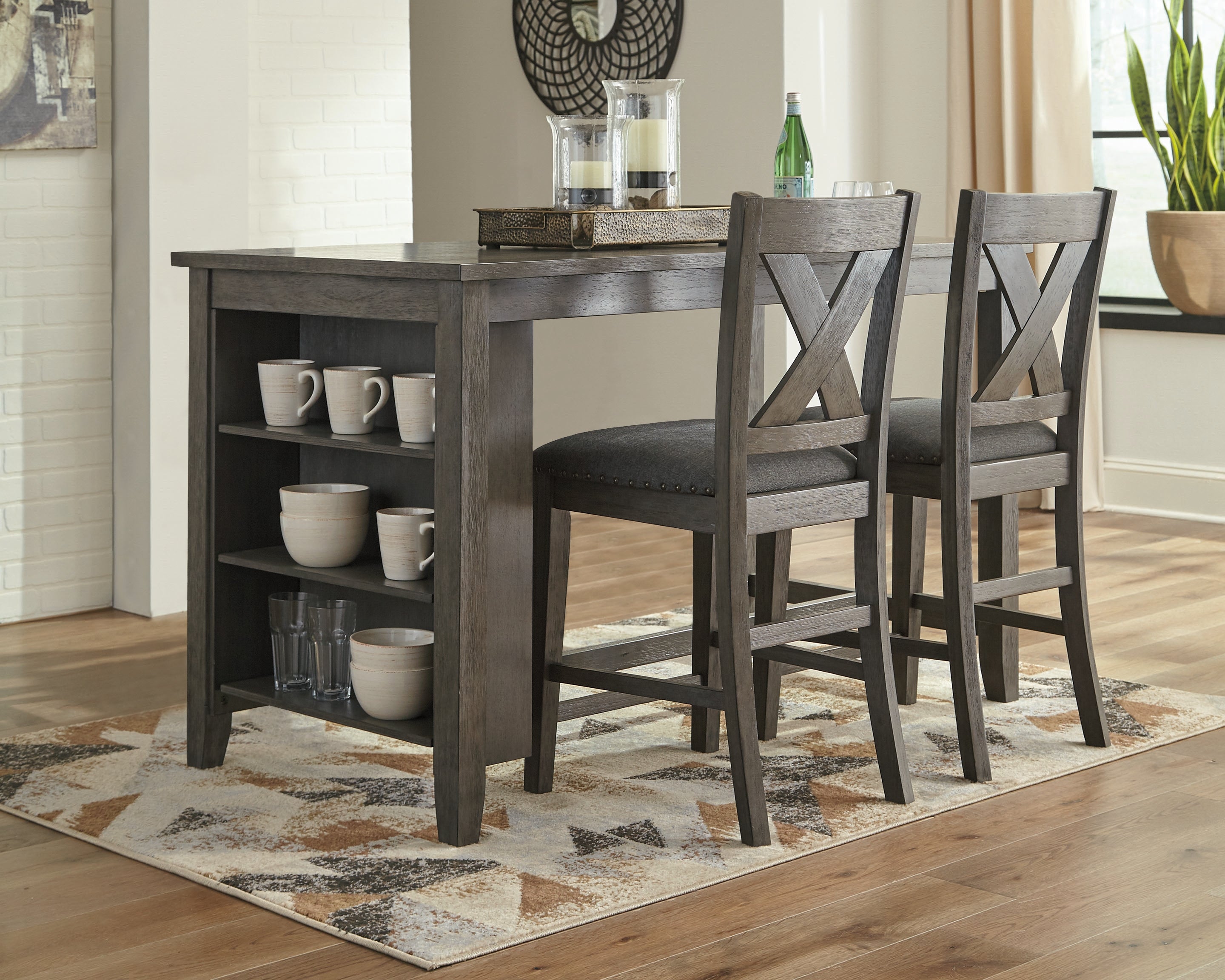 Furniture City Laplace - Ashley Furniture - Caitbrook Counter Height Dining Table and 2 Barstools - Counter Height Dining Table and 2 Barstools / Gray - D388D5