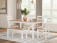 Furniture City Laplace - Ashley Furniture - Gesthaven Dining Table with 4 Chairs and Bench (Set of 6) - Dining Room Table Set (6/CN) - D398-325