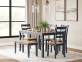 Furniture City Laplace - Ashley Furniture - Gesthaven Dining Table with 4 Chairs and Bench (Set of 6) - Dining Room Table Set (6/CN) - D399-325