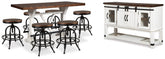 Furniture City Laplace - Ashley Furniture - Valebeck Counter Height Dining Table, 6 Barstools and Server - Counter Height Dining Table, 6 Barstools and Server - D546D32