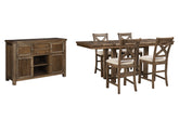 Furniture City Laplace - Ashley Furniture - Moriville Counter Height Dining Table, 4 Barstools and Server - Counter Height Dining Table, 4 Barstools and Server - D631D8
