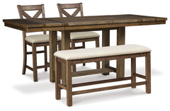 Furniture City Laplace - Ashley Furniture - Moriville Counter Height Dining Table and 2 Barstools and Bench - Counter Height Dining Table and 2 Barstools and Bench - D631D9