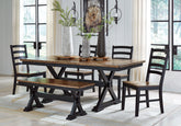 Furniture City Laplace - Ashley Furniture - Wildenauer Dining Table, 4 Chairs and Bench - Dining Table, 4 Chairs and Bench - D634D2