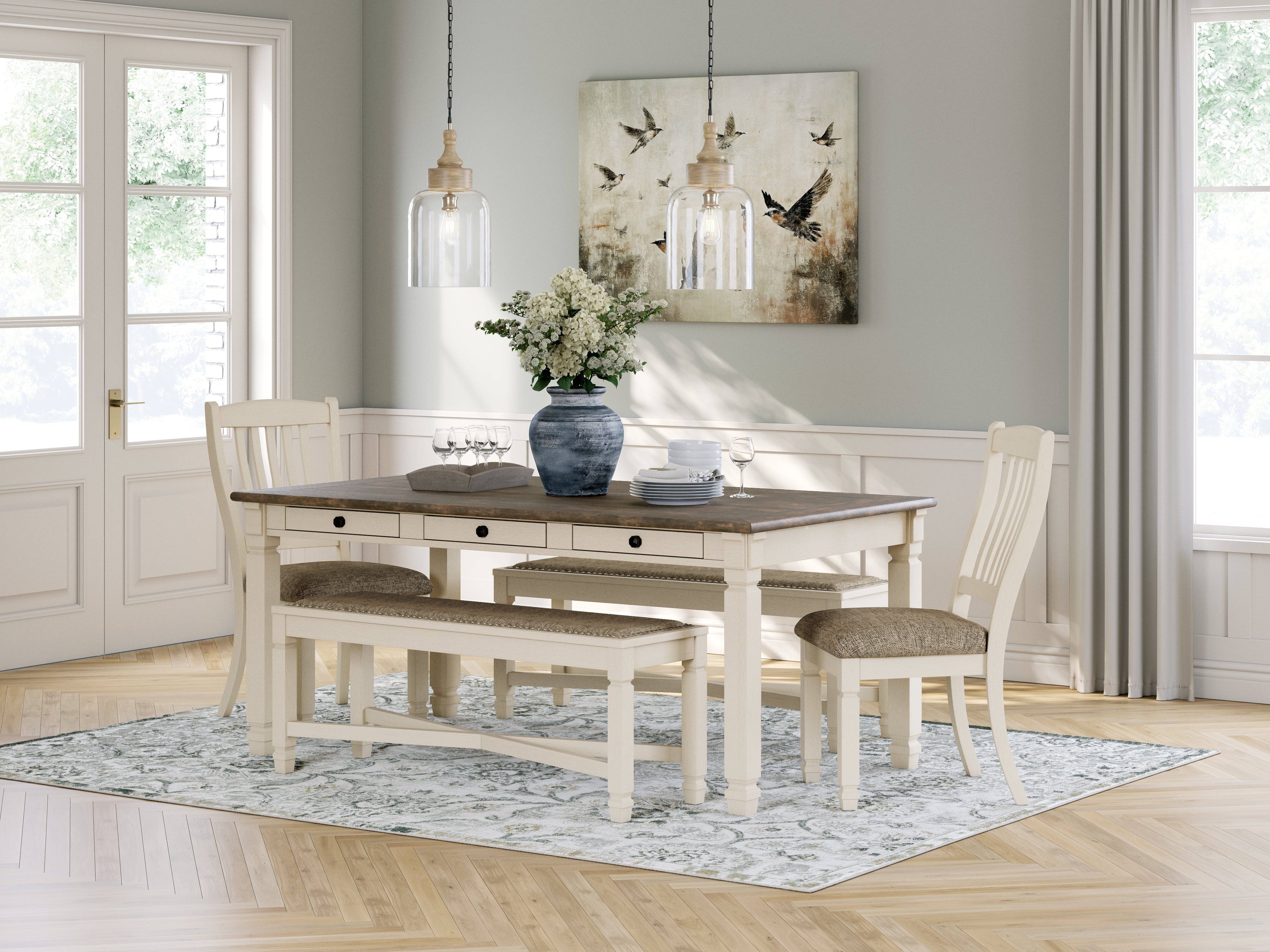 Furniture City Laplace - Ashley Furniture - Bolanburg Dining Table with 2 Chairs and 2 Benches - Dining Table with 2 Chairs and 2 Benches - D647D7