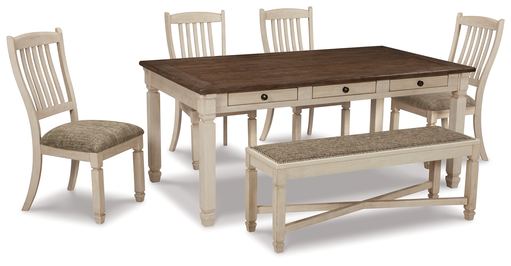 Furniture City Laplace - Ashley Furniture - Bolanburg Dining Table with 4 Chairs and Bench - Dining Table with 4 Chairs and Bench - D647D2