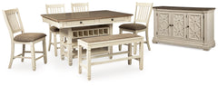 Furniture City Laplace - Ashley Furniture - Bolanburg Counter Height Dining Table, 4 Barstools, Bench and Server - Counter Height Dining Table, 4 Barstools, Bench and Server - D647D32