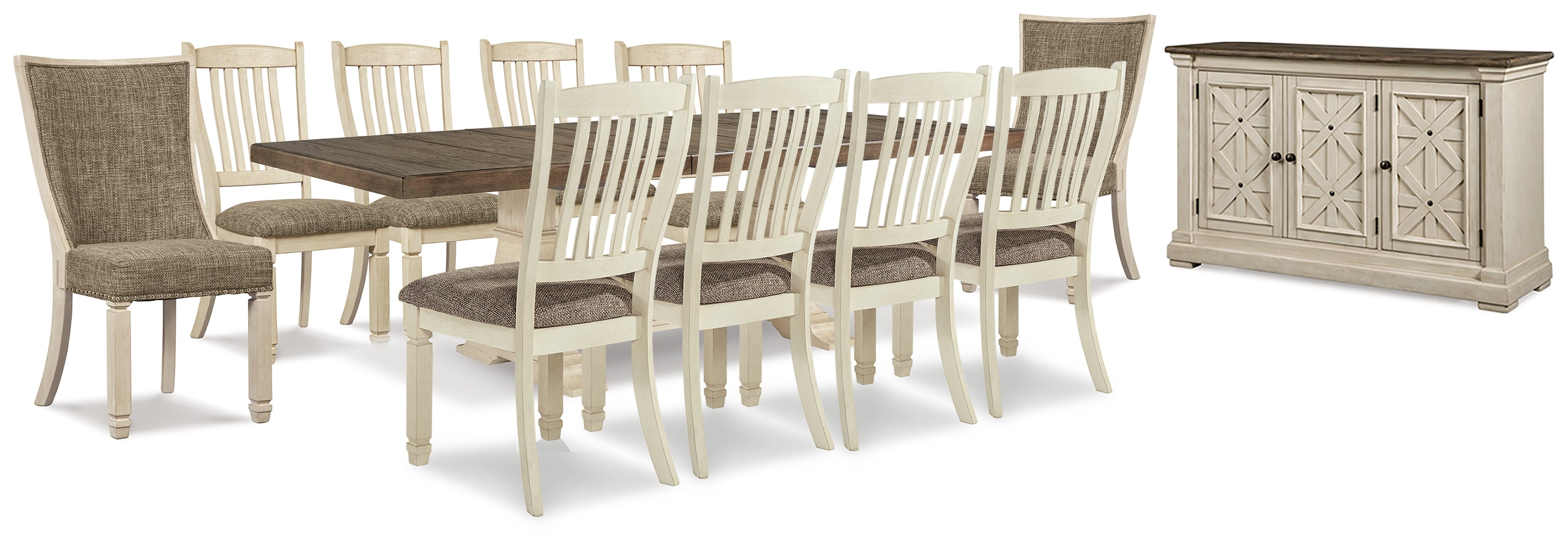 Furniture City Laplace - Ashley Furniture - Bolanburg Dining Extension Table,10 Chairs and Server - Dining Extension Table,10 Chairs and Server - D647D35