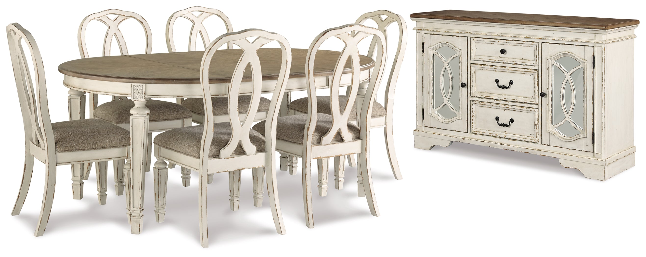 Furniture City Laplace - Ashley Furniture - Realyn Dining Table and 6 Chairs with Server - Dining Table and 6 Chairs with Server - D743D16