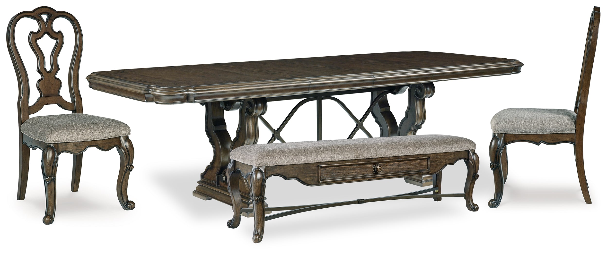 Furniture City Laplace - Ashley Furniture - Maylee Dining Table, 2 Chairs and Bench - Dining Table, 2 Chairs and Bench - D947D12