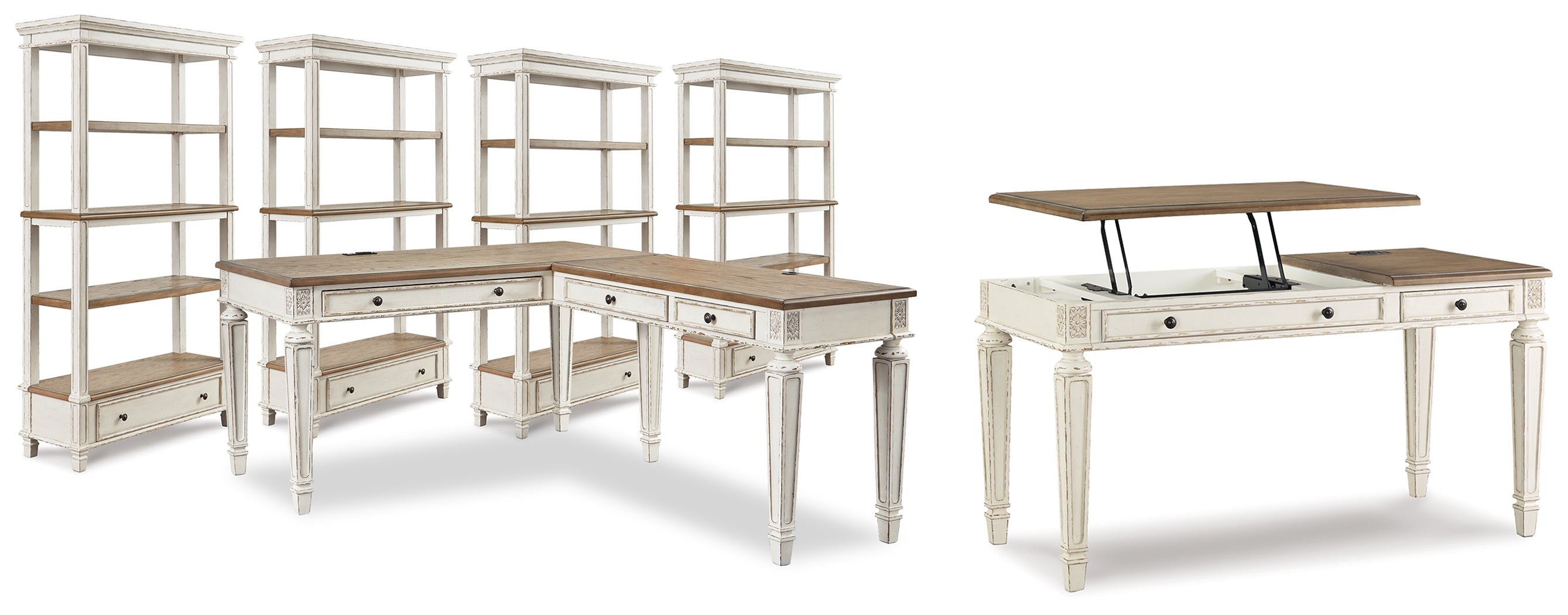 Furniture City Laplace - Ashley Furniture - Realyn Lift-top Desk, L-shaped Desk and 4 Bookcases - Lift-top Desk, L-shaped Desk and 4 Bookcases - H743H4