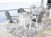 Furniture City Laplace - Ashley Furniture - Transville Outdoor Counter Height Dining Table with 4 Barstools - Outdoor Counter Height Dining Table with 4 Barstools / Gray/White - P210P5