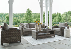 Furniture City Laplace - Ashley Furniture - Oasis Court Outdoor Sofa/Chairs/Table Set (Set of 4) - Sofa/Chairs/Table Set (4/CN) - P335-081