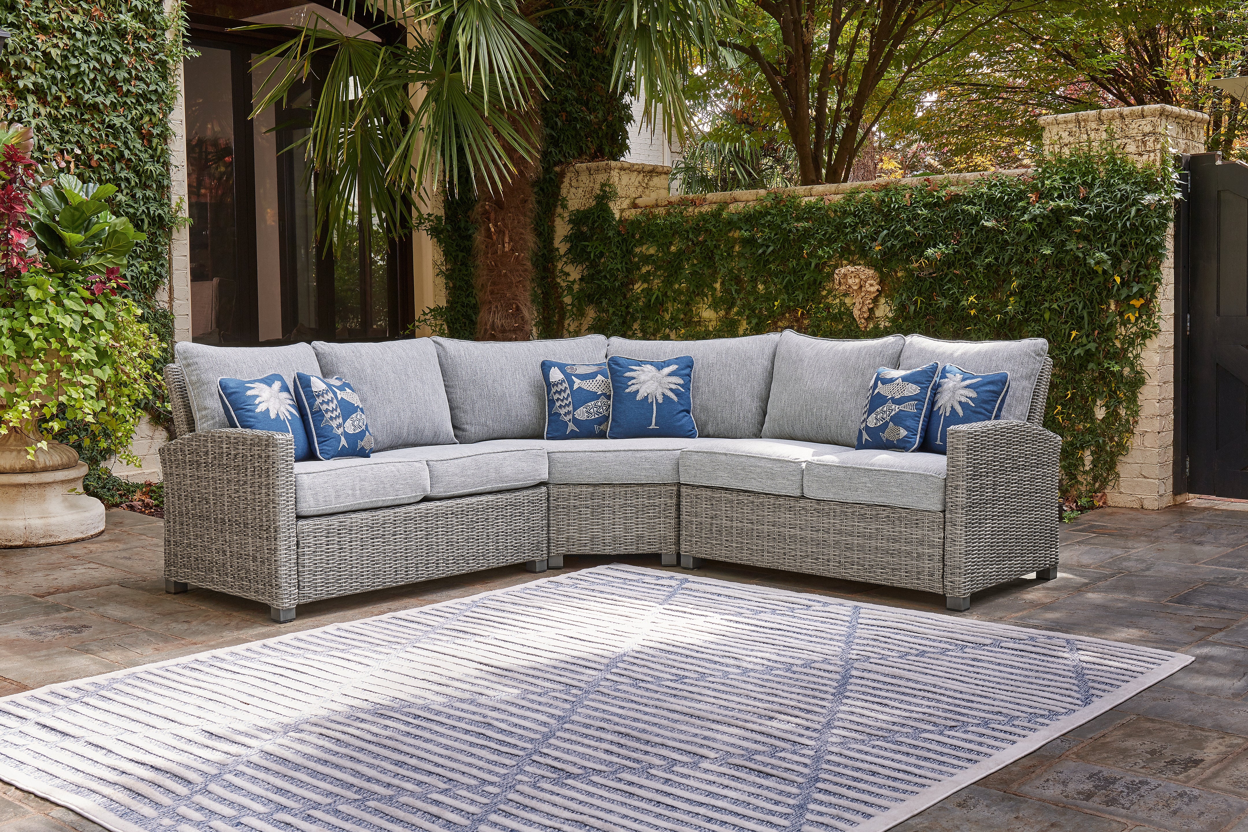 Furniture City Laplace - Ashley Furniture - Naples Beach 3-Piece Outdoor Sectional - 3-Piece Outdoor Sectional - P439P1