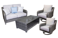 Furniture City Laplace - Ashley Furniture - Elite Park Outdoor Loveseat, 2 Lounge Chairs and Coffee Table - Outdoor Loveseat, 2 Lounge Chairs and Coffee Table - P518P1