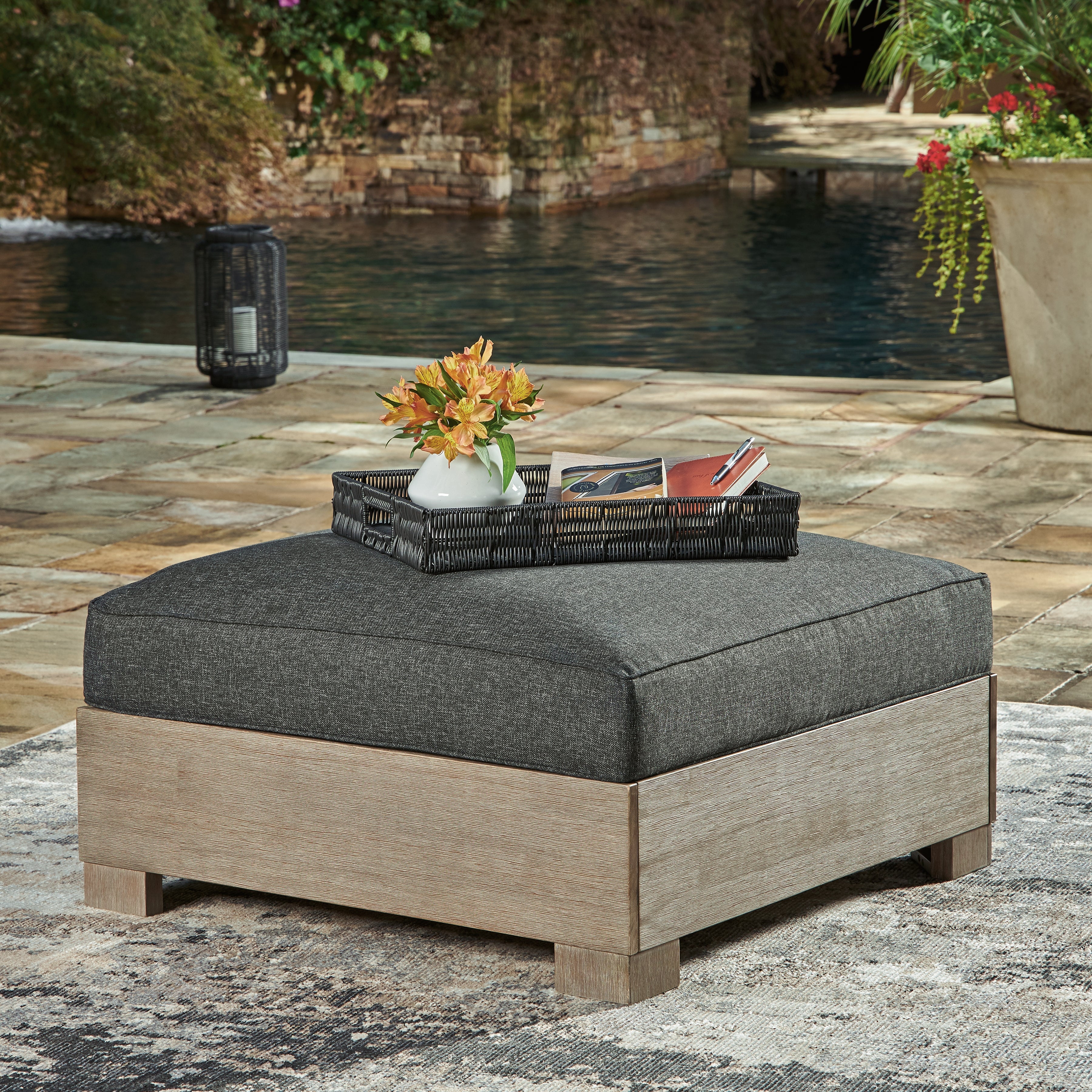 Furniture City Laplace - Ashley Furniture - Citrine Park Outdoor Ottoman with Cushion - Ottoman with Cushion - P660-814