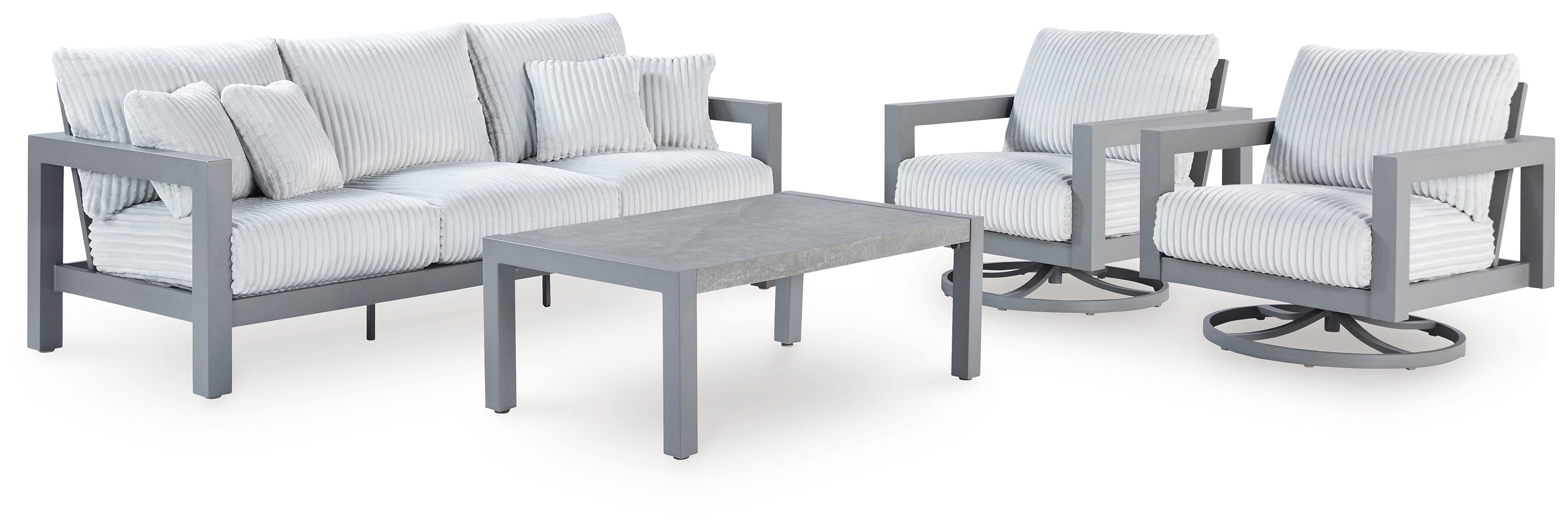Furniture City Laplace - Ashley Furniture - Hurley Park Outdoor Sofa, 2 Lounge Chairs and Coffee Table - Outdoor Sofa, 2 Lounge Chairs and Coffee Table - PCP695P2