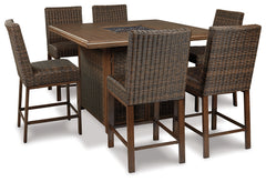 Furniture City Laplace - Ashley Furniture - Paradise Trail Outdoor Bar Fire Pit Table with 6 Barstools - Outdoor Bar Fire Pit Table with 6 Barstools - P750P8