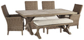 Furniture City Laplace - Ashley Furniture - Beachcroft Outdoor Dining Table with 4 Chairs and Bench - Outdoor Dining Table with 4 Chairs and Bench - P791P4