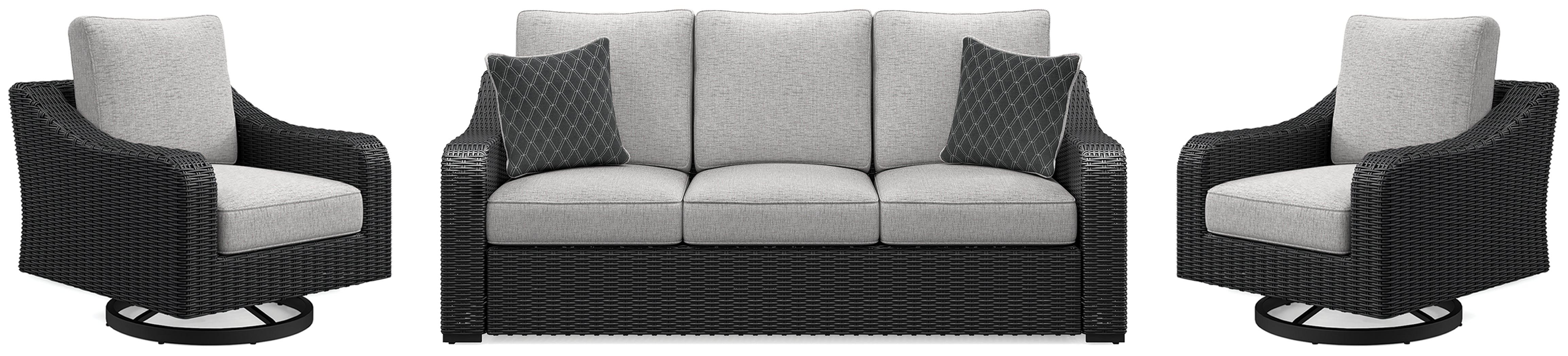 Furniture City Laplace - Ashley Furniture - Beachcroft Outdoor Sofa and 2 Lounge Chairs - Outdoor Sofa and 2 Lounge Chairs - P792P8