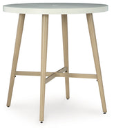 Furniture City Laplace - Ashley Furniture - Seton Creek Outdoor Bar Table - Round Bar Table w/UMB OPT / Beige - P798-613