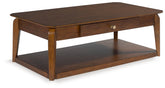 Furniture City Laplace - Ashley Furniture - Trenmour Coffee Table - Rectangular Cocktail Table / Medium Brown - T596-1