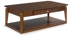 Furniture City Laplace - Ashley Furniture - Trenmour Coffee Table - Rectangular Cocktail Table / Medium Brown - T596-1