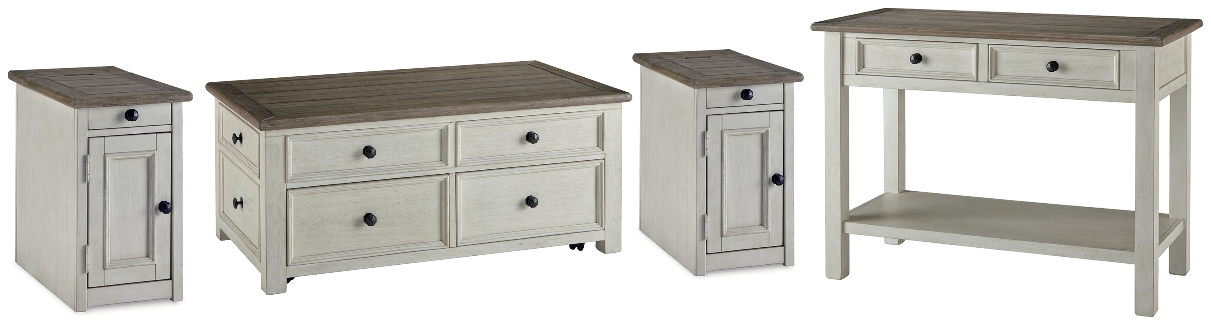 Furniture City Laplace - Ashley Furniture - Bolanburg Coffee Table and 2 Chairside End Tables with Console - Coffee Table and 2 Chairside End Tables with Console - T637T4