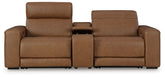 Furniture City Laplace - Ashley Furniture - Magic Man 2-Piece Power Reclining Sectional Loveseat with Console - 2-Piece Power Reclining Sectional Loveseat with Console / Caramel - PCU10700S3