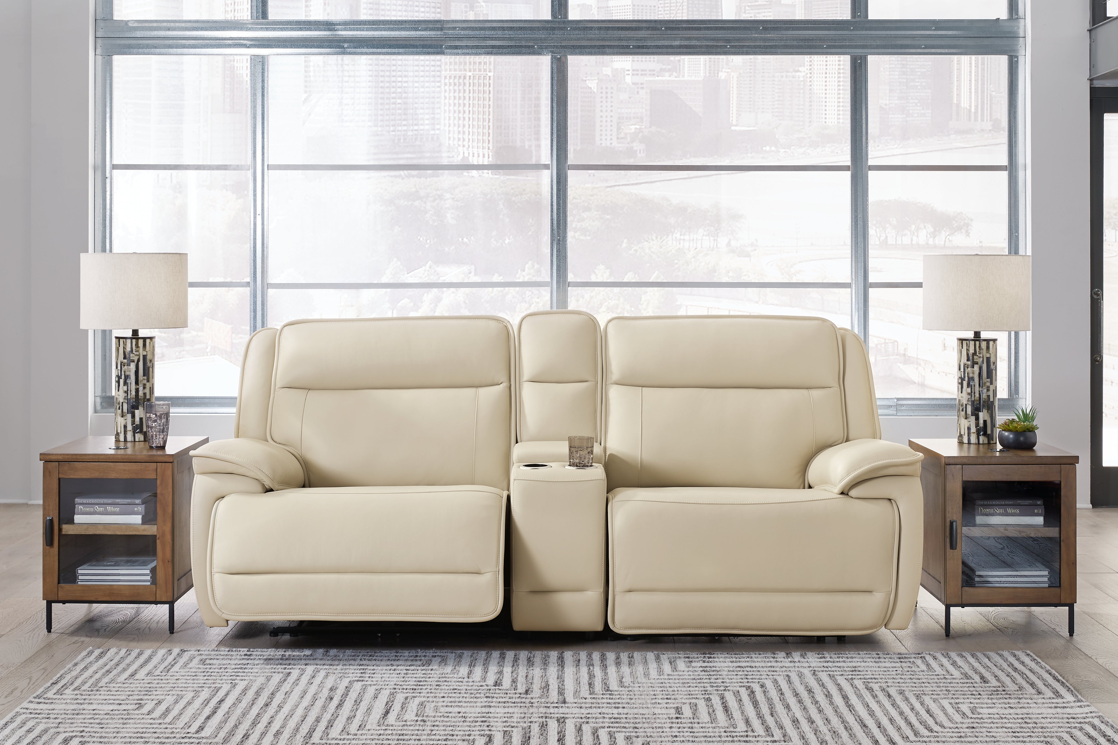 Furniture City Laplace - Ashley Furniture - Double Deal 3-Piece Power Reclining Loveseat Sectional with Console - 3-Piece Power Reclining Loveseat Sectional with Console - U13001S4