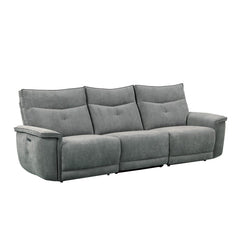 Tesoro - 3 Piece Power Double Reclining Sofa - Dark Gray
