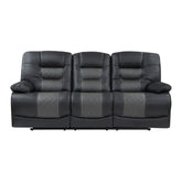 Fabian - Double Reclining Sofa With Center Drop-Down Cup Holders, Receptacles And USB Ports - 2-Tone Gray (Gray / Dark Gray)