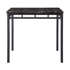 Olney - 5 Piece Counter Height Set With Faux Marble Top - Black / Dark Brown