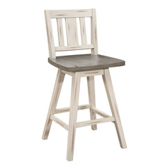 Amsonia - Swivel Counter Height Chair (Set of 2) - White / Distressed Gray