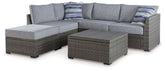 Petal Road - Loveseat Sectional, Ottoman, Table Set (Set of 4) - Gray