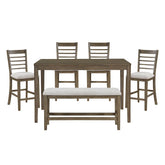 Emilia - 6 Piece Pack Counter Height Set - Brown