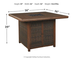 Paradise Trail - Square Bar Table w/Fire Pit - Medium Brown
