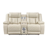 Huron - Power Double Reclining Loveseat With Center Console, Wireless Speakers, LED And Charging Ports