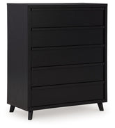 Danziar - Five Drawer Wide Chest - Black