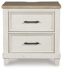 Shaybrock - Two Drawer Night Stand - Antique White / Brown