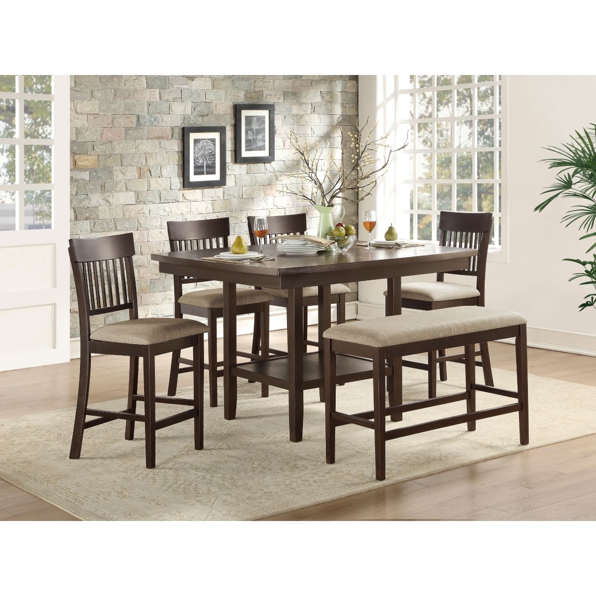 Balin - Counter Height Chair With Slat Back (Set of 2) - Brown