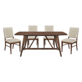 Monroe - 5 Piece Dining Room Set (Table & 4 Side Chairs) - Walnut / Beige
