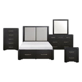 Gilbert - 5 Piece Bedroom Set (Queen Bed, Nightstand, Dresser, Mirror, Chest) - Charcoal