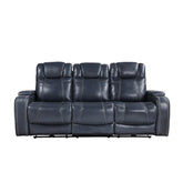 Keziah - Power Double Reclining Sofa With Power Headrests And Storage Arms - Blue