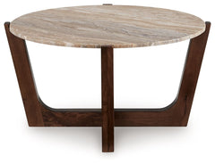 Tanidore - Round Cocktail Table - Warm Brown