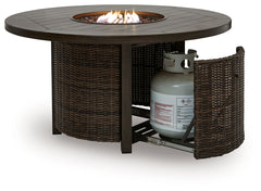Monterey Point - Round Fire Pit Table - Dark Brown