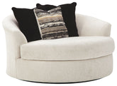 Cambri - Oversized Round Swivel Chair - Snow