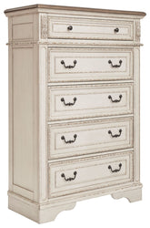 Realyn - Five Drawer Chest - White / Brown / Beige