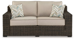 Coastline Bay - Loveseat W/Cushion - Brown